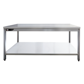 Table inox professionnelle centrale 700x700x850 mm avec étagère