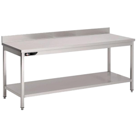 Table inox adossée 1800x700x950 mm avec étagère