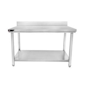Table inox 800x600x950 mm avec étagère et dosseret