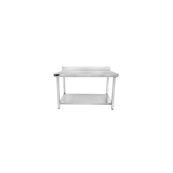 Table inox 800x600x950 mm avec étagère et dosseret